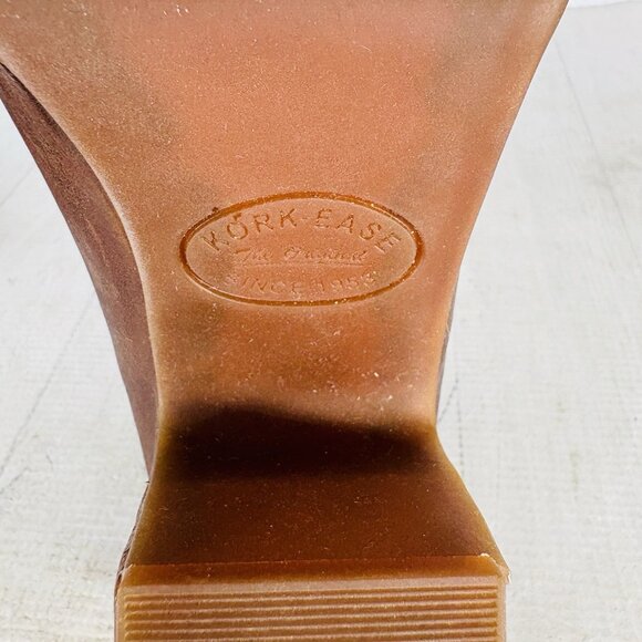 Kork-Ease Original SAGANO Rum Brown Leather Wrapped Block Heel Mules Clog Sz 9 M - Picture 14 of 16